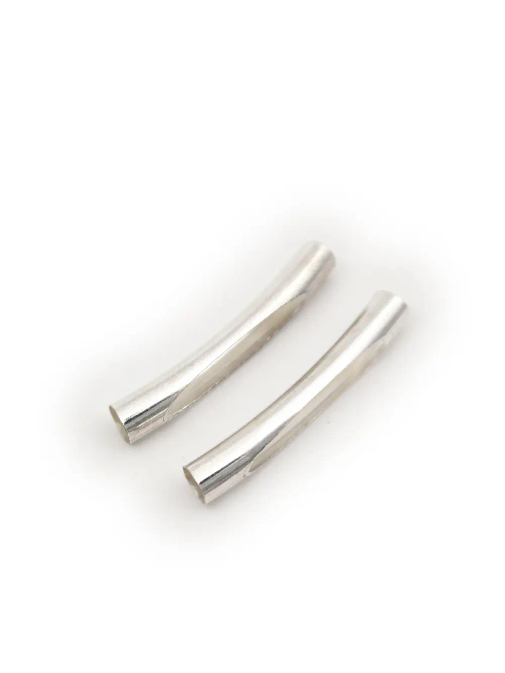 10 UNIDADES DECUENTAS ESPACIADORAS DE TUBO CURVO HUECO SUAVE TONO PLATEADO