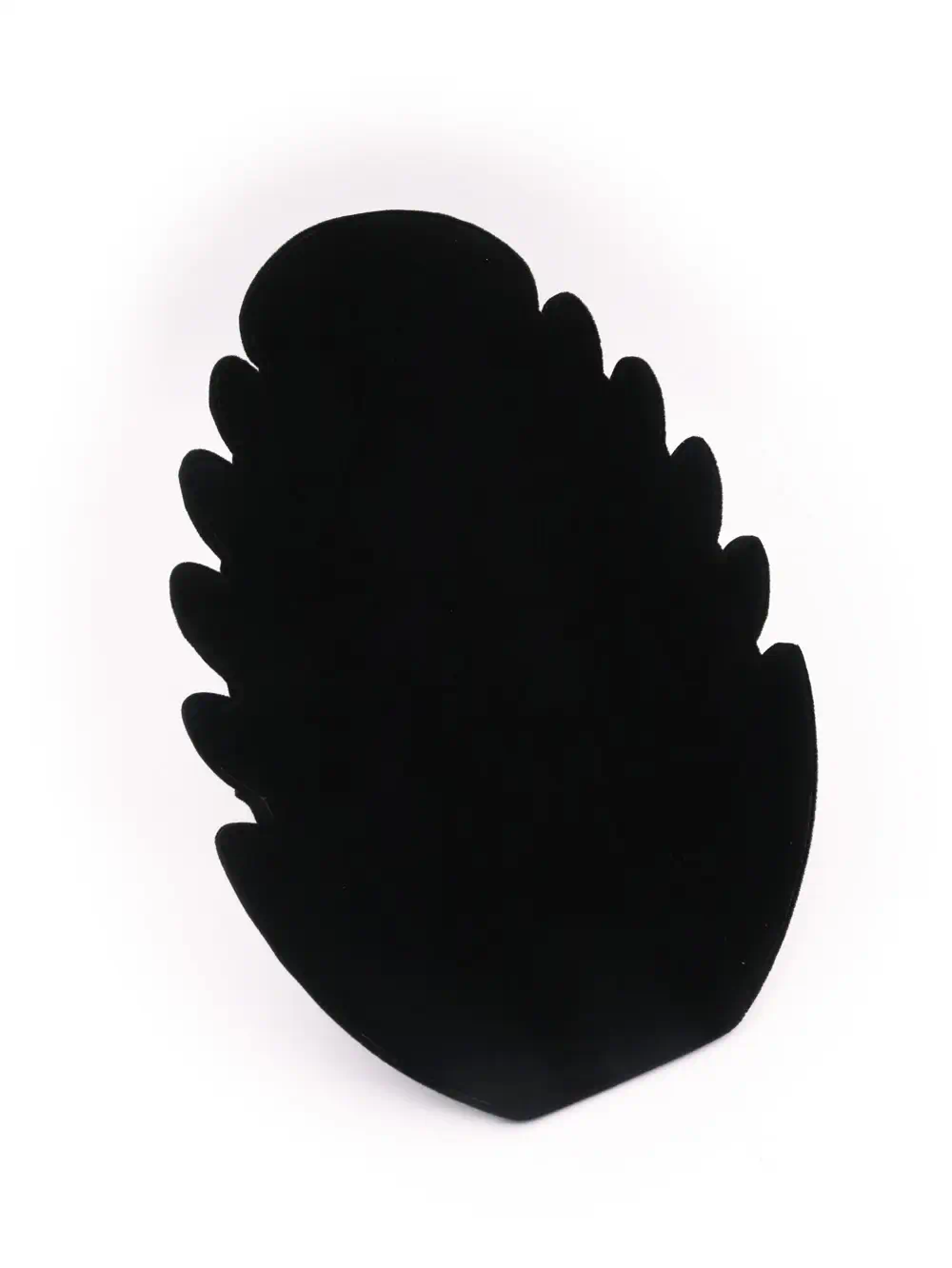 EXHIBIDOR DE COLLARES EN FORMA DE HOJA DE GAMUZA O TERCIOPELO