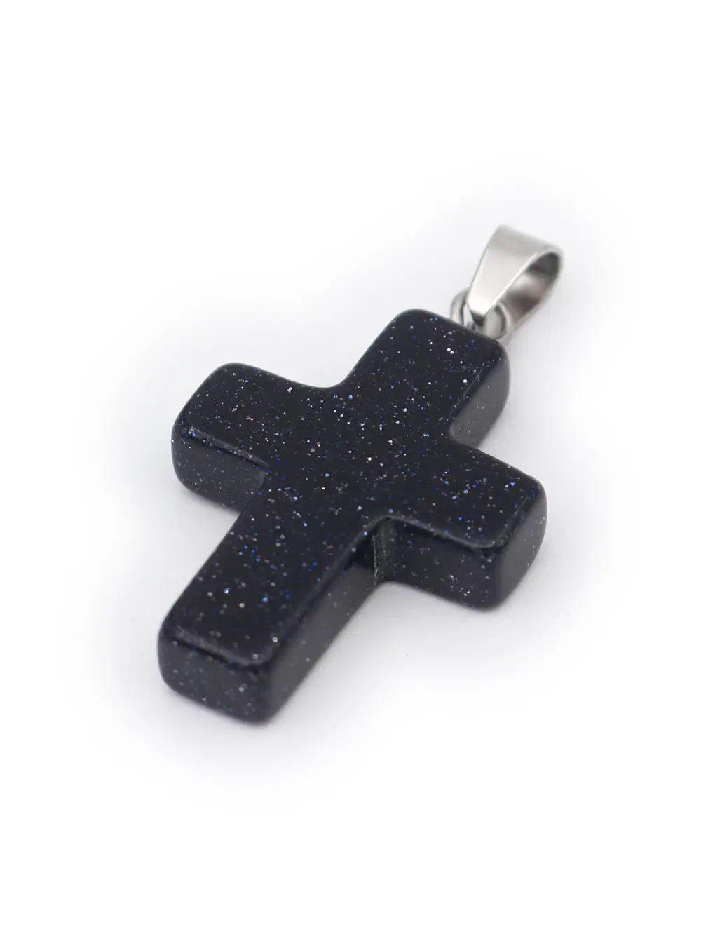 DIJE DE PIEDRA LLUVIA DE ORO EN FORMA DE CRUZ