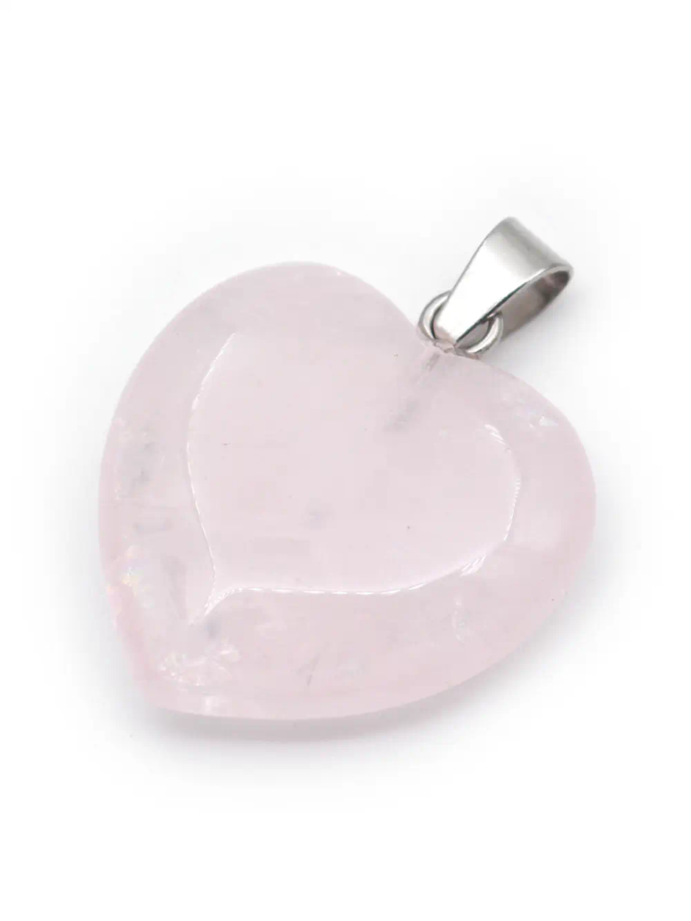DIJE DE PIEDRA CUARZO ROSA EN FORMA DE CORAZÓN