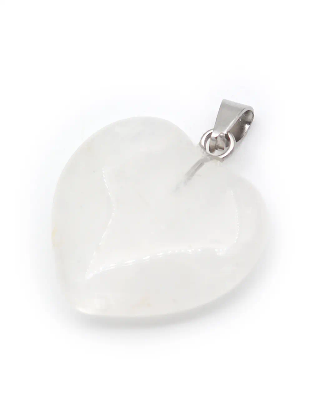 DIJE DE PIEDRA CUARZO BLANCO EN FORMA DE CORAZÓN