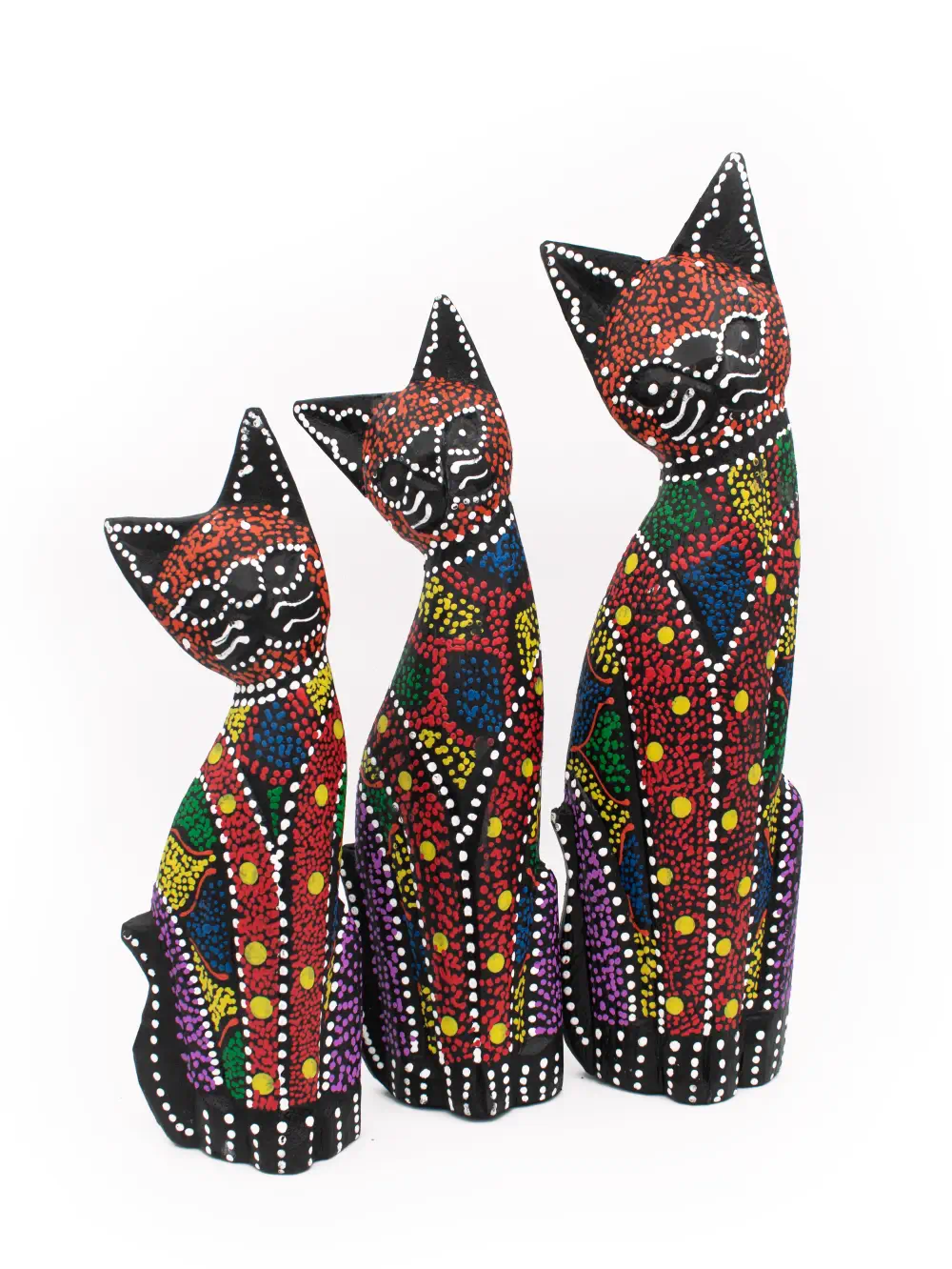 SET DE 3 GATOS PUNTILLISMO MIXTO