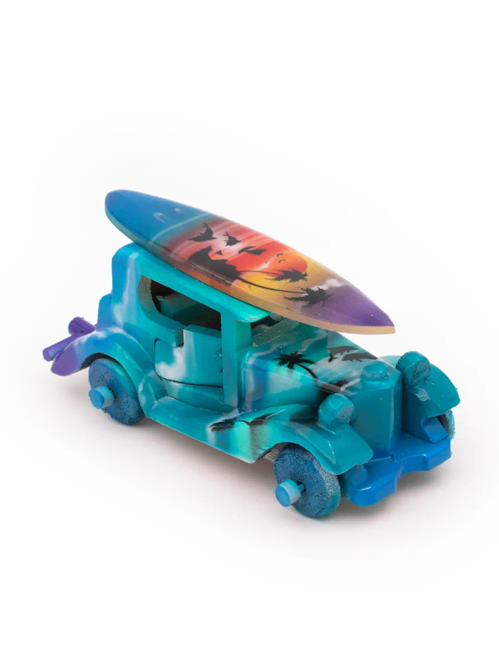 COCHE DE MADERA VW CON TABLA DE SURF