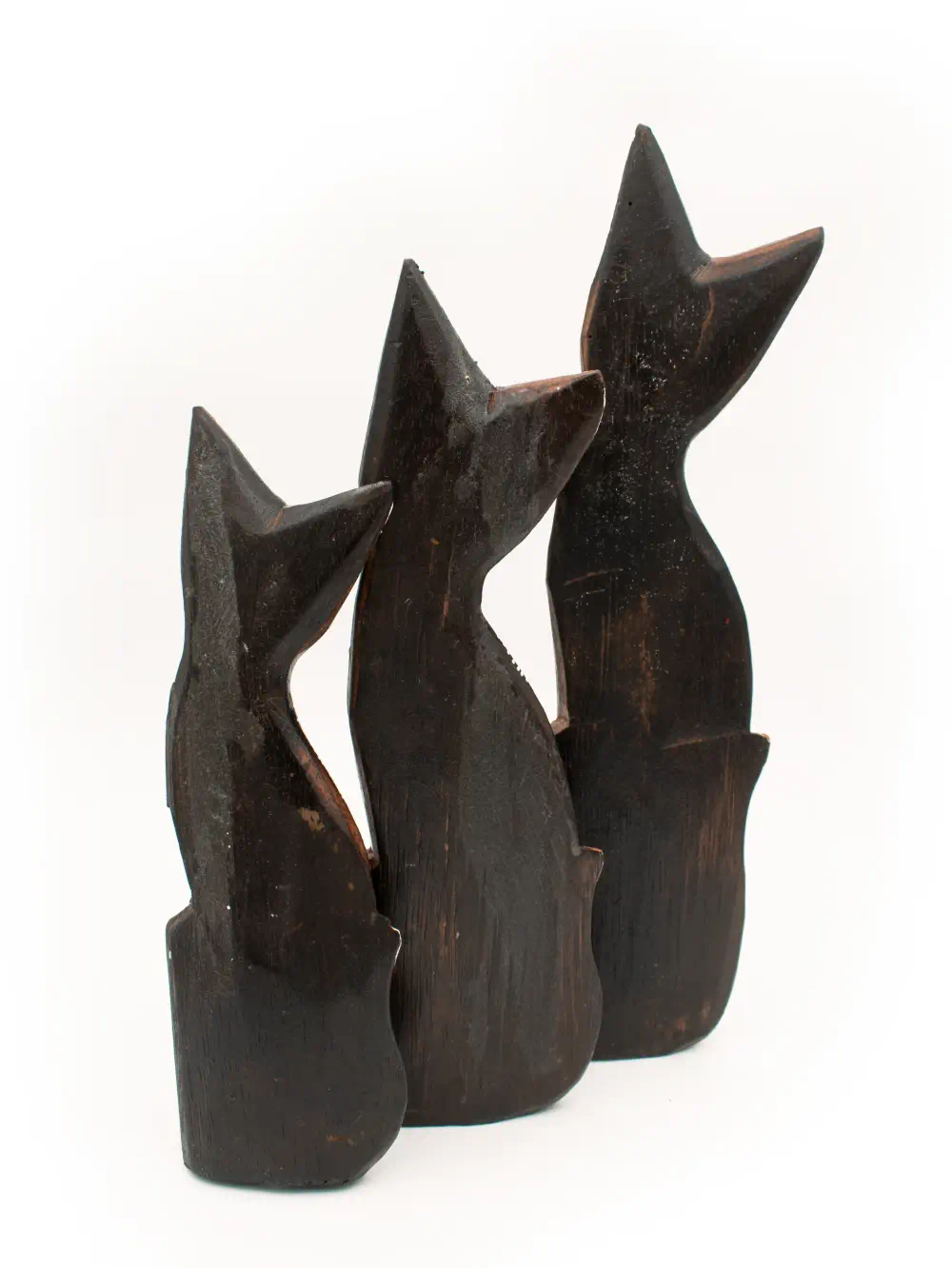 SET DE 3 GATOS MARRÓN DE MADERA - Imagen 2