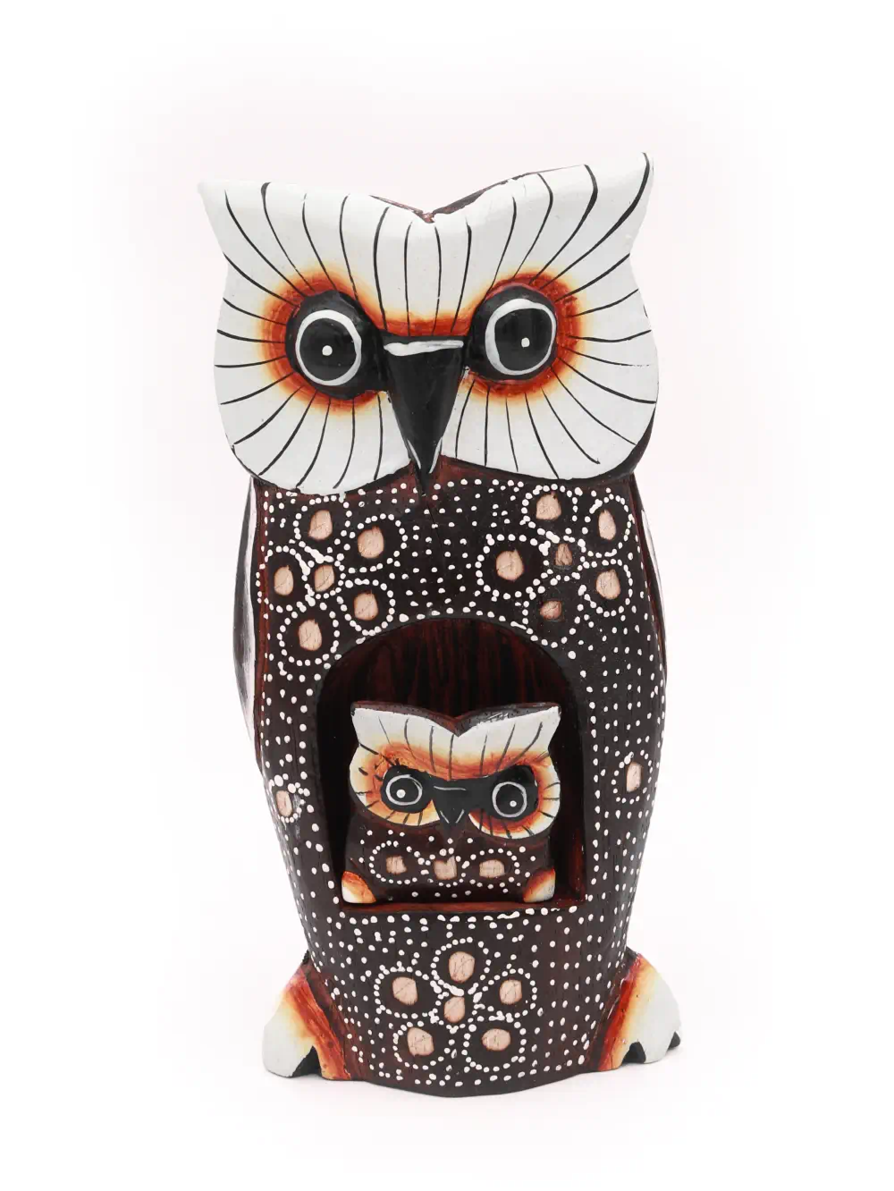 BÚHO CON BEBE DE MADERA