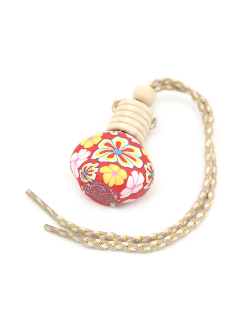 BOTELLITA COLGANTE DE VIDRIO CON DISEÑO DE FLORES-E - Imagen 2