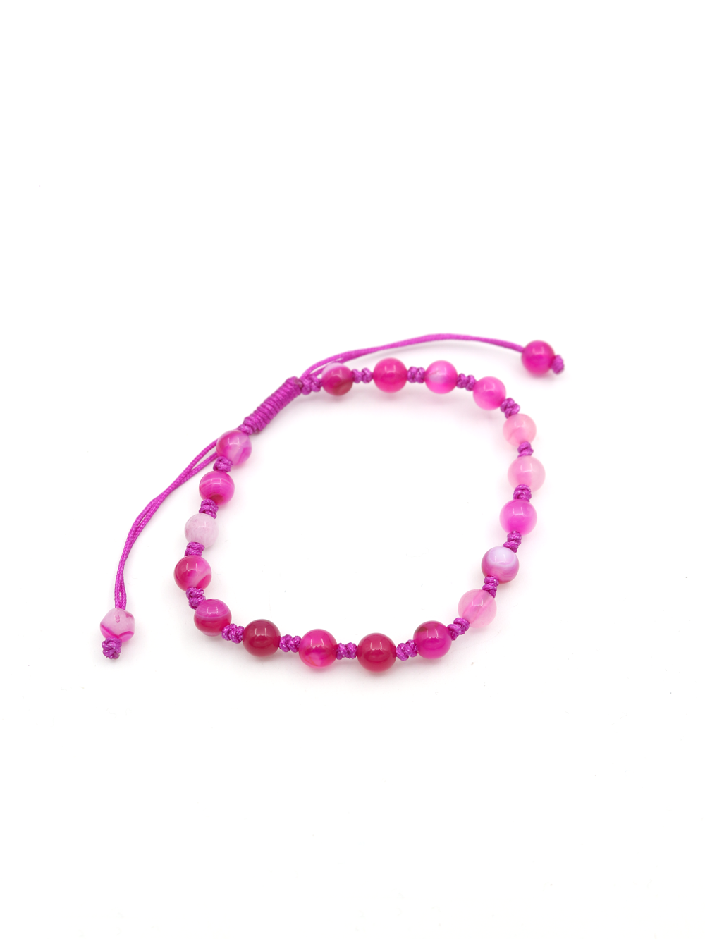 PULSERA DE HILO CON PIEDRA AGATA FUCSIA